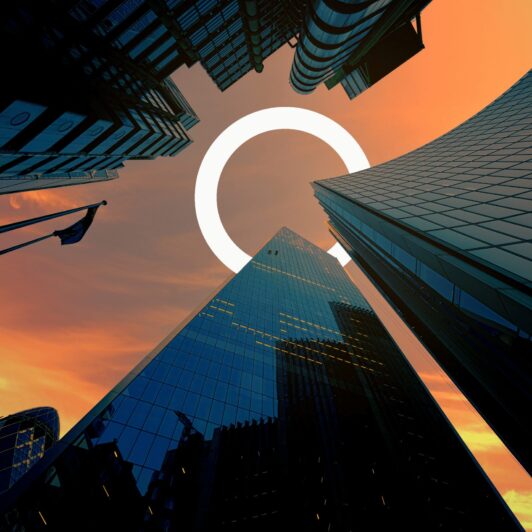 skyscraper at sunset