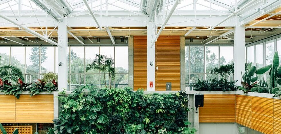 office building with lots of plants