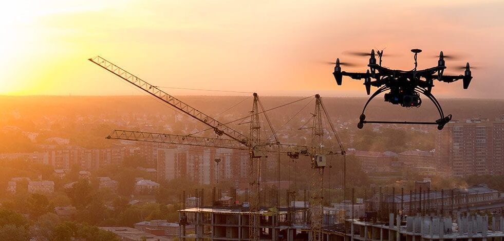 drones over a city