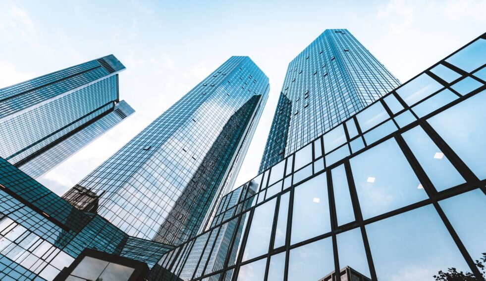 skyscrapers as seen from the ground