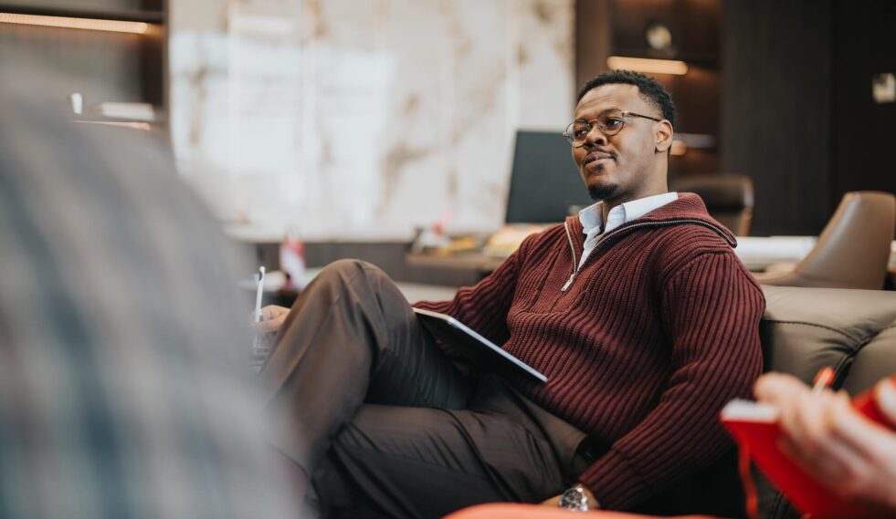 man in a business meeting