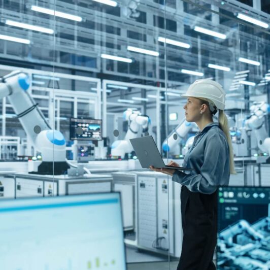 woman in a manufacturing warehouse